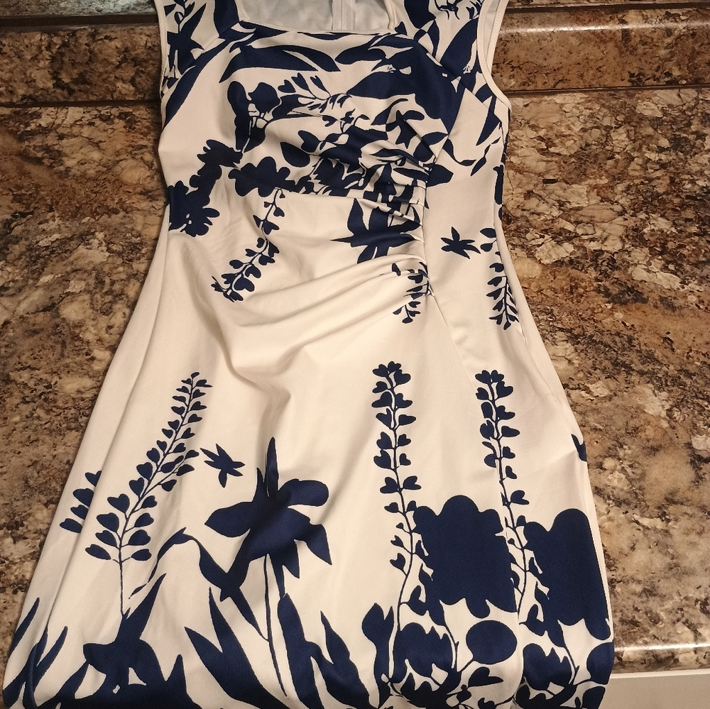 Maybe and white dress. Size 4 . Women's Navy and white dress cap sleeves. - Picture 2 of 5
